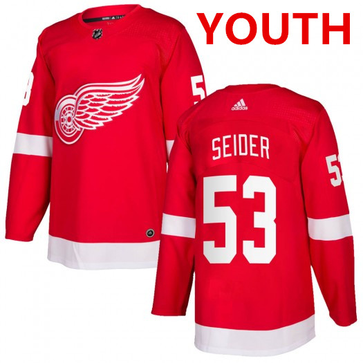Youth Detroit Red Wings #53 Moritz Seider Red Home Hockey Stitched Jersey Dzhi